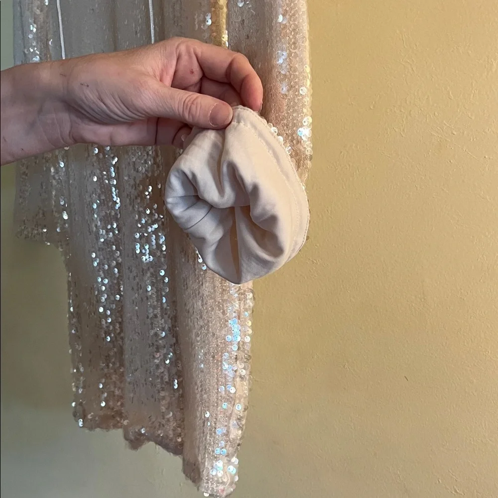 Wild Fable bell sleeve fully lined Cream Sequin Long Sleeve Dress - Picture 5 of 5